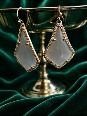 Kendra Scott Alex Gold-Trim Slate Grey Stone Drop Earrings